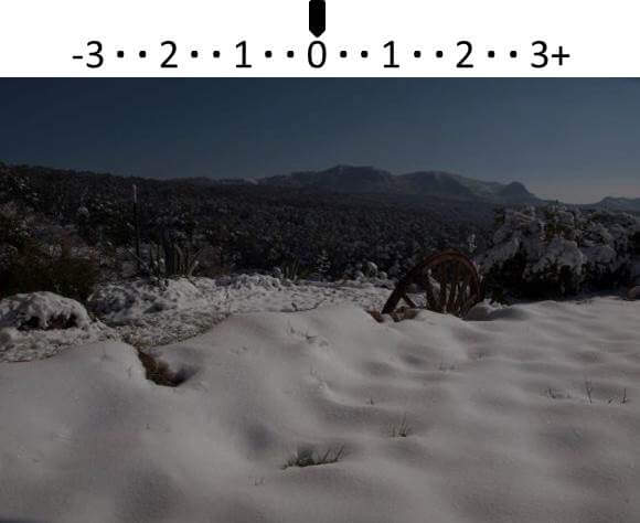 Photo de la neige prise avec la valeur indiquée par l'exposimètre
