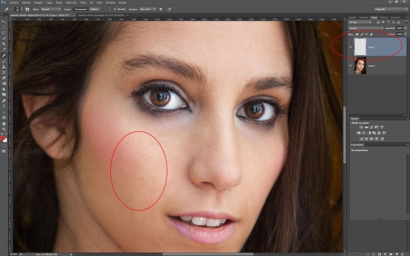 Retocar retratos con Photoshop: eliminación de granos y manchas en la piel
