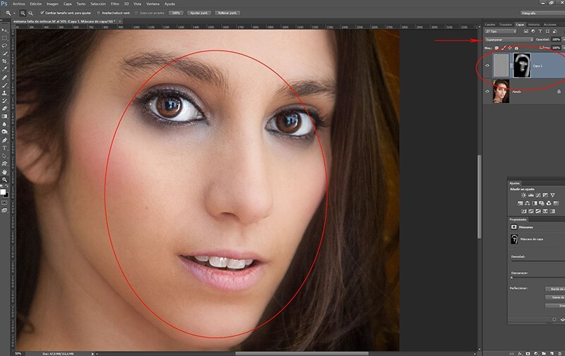 Retocar retratos con Photoshop: enfoque selectivo de la mirada, la nariz y la boca