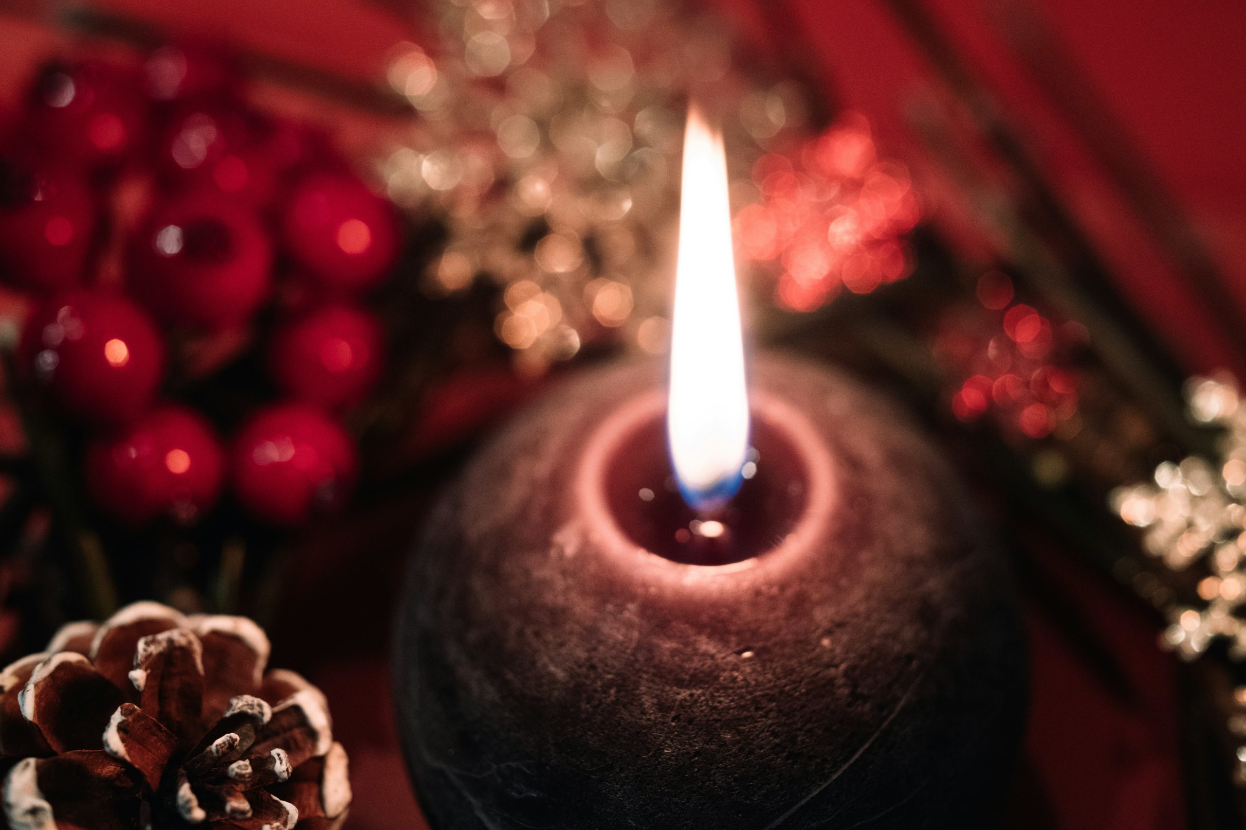 Fotografías de velas con objetivo macro en navidad